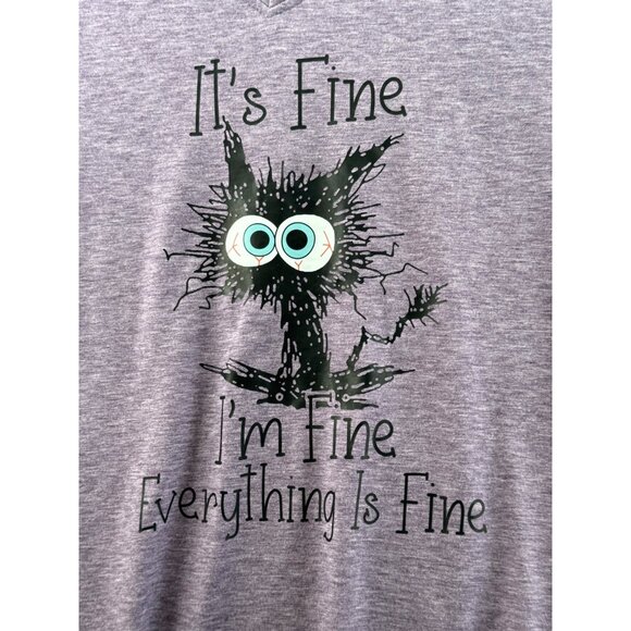 Funny Cat Lover Purple Graphic ShirtI ts Fine Im Fine Everything Is Fine   2XL - Picture 2 of 6